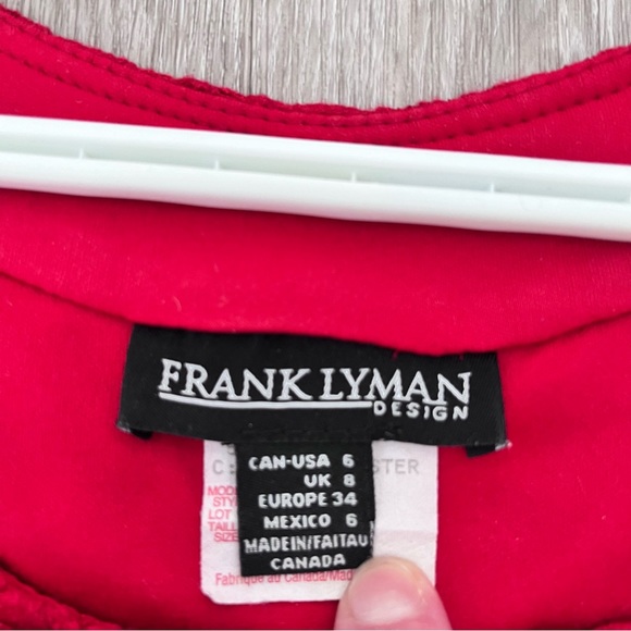 FRANK LYMAN Red Top with Lace Size 6 - Picture 2 of 6